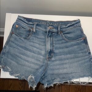 American Eagle Outfitters Blue Jean Shorts High-Waisted Distressed